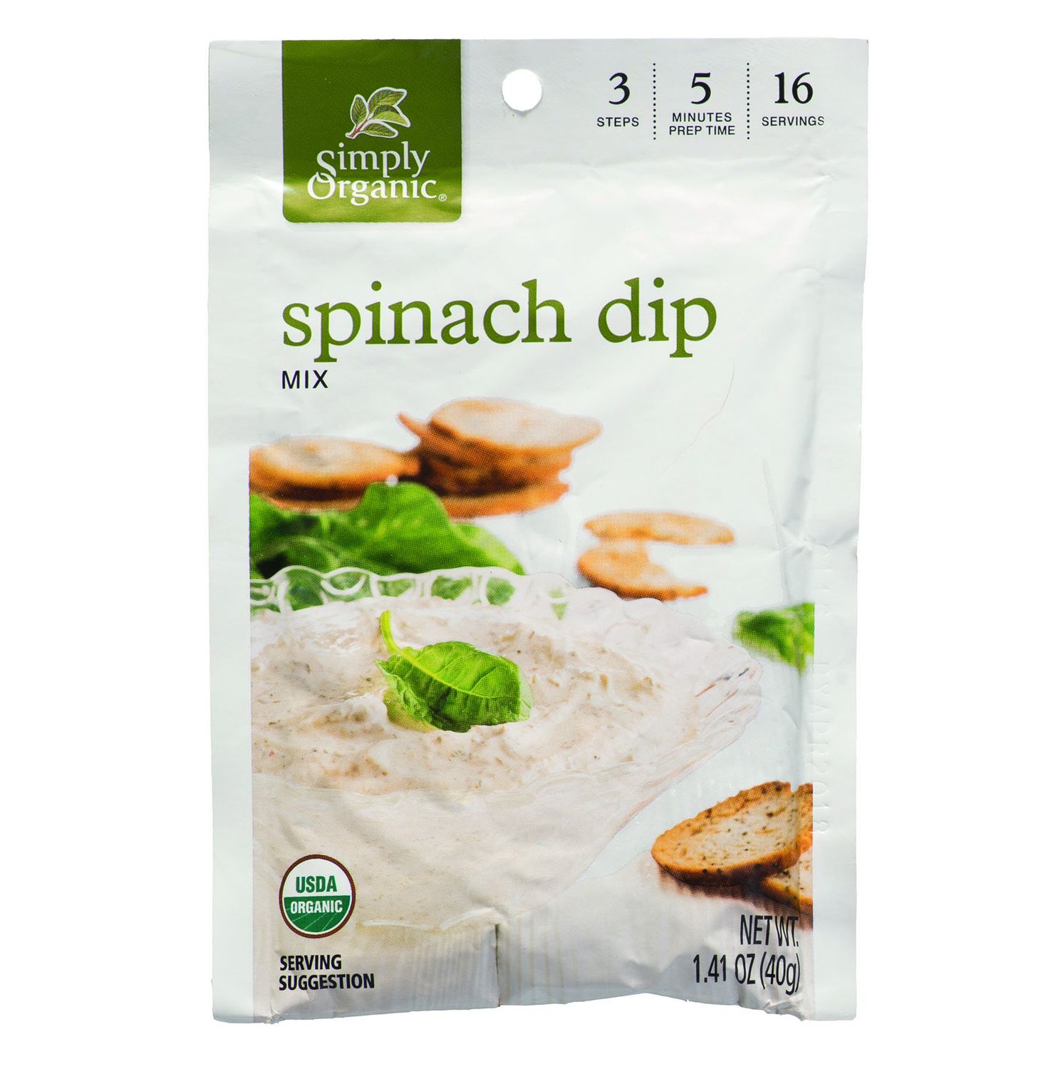 Simply Organic Spinach Dip Mix, Certified Organic, Gluten-Free | 1.41 oz | Pack of 3