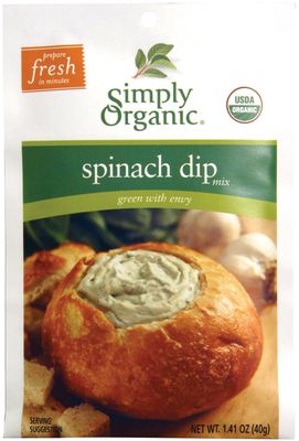Simply Organic Spinach Dip Mix, Certified Organic, Gluten-Free | 1.41 oz | Pack of 3
