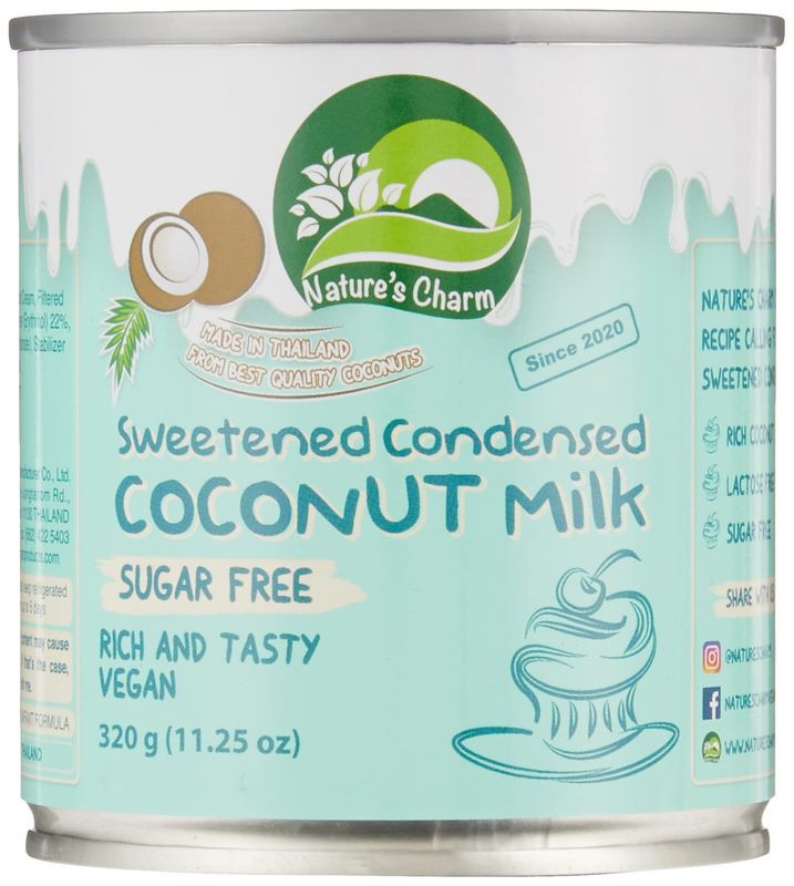 Nature&#39;s Charm Sweetened Condensed Coconut Milk, Vegan, Lactose Free - 11.25oz Pack of 6. Rich And Tasty Combo With KC Commerce Wodden Spoon.