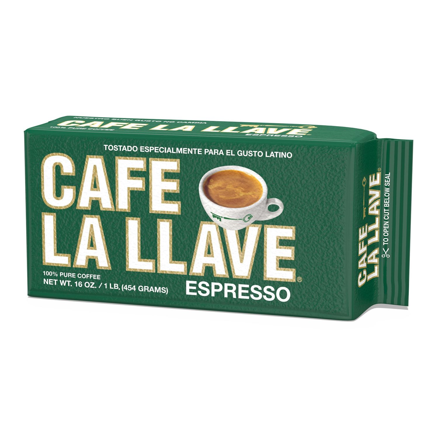 Cafe La Llave Dark Roast Ground Espresso Coffee, 16 oz Brick - Rich and Bold Cuban-Style Blend for Moka Pot, Espresso Machine, or Drip Coffee Maker - Strong, Aromatic Flavor