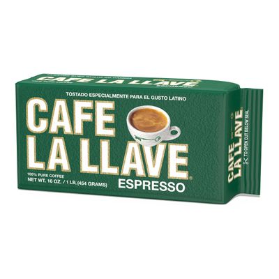 Cafe La Llave Dark Roast Ground Espresso Coffee, 16 oz Brick - Rich and Bold Cuban-Style Blend for Moka Pot, Espresso Machine, or Drip Coffee Maker - Strong, Aromatic Flavor