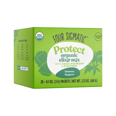 Chaga Mushroom Elixir by Four Sigmatic | Coffee Alternative with Organic Chaga Mushroom Powder, Rose Hips &amp; Mint | Immune Support &amp; Overall Wellness | Pack of 20