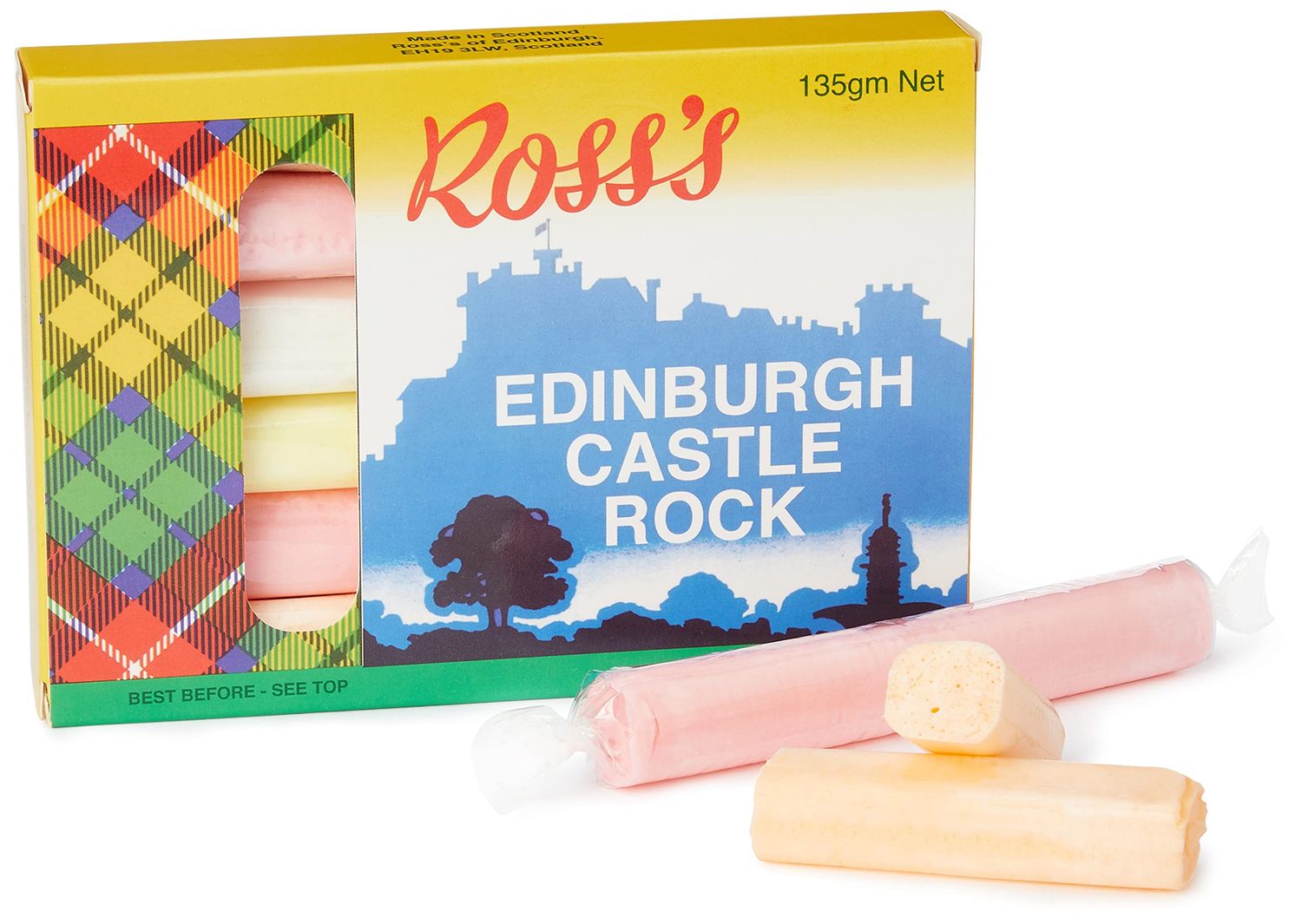 Ross&#39;s of Edinburgh Edinburgh Castle Rock 6 Stick Castle Rock Gift Box, 135g