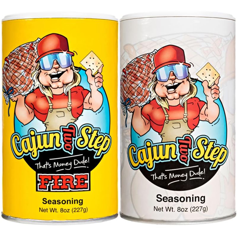 Cajun Two Step Cajun Seasoning by StaleKracker Variety Bundle - 2 pck, Original &amp; Fire Spice Blends for Authentic Creole Louisiana Cuisine (16 oz.)