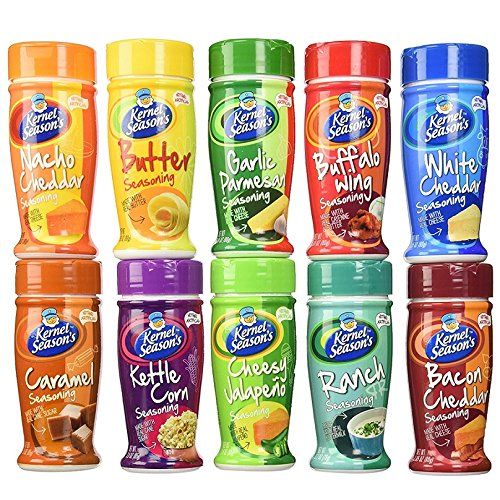 Kernel Season&#39;s Popcorn Seasoning Large Sampler Pack 2.7oz Container (Variety Pack of 10 Different Flavors)