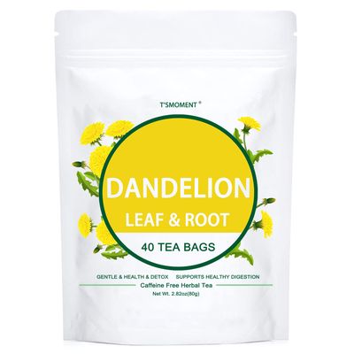 T&#39;SMOMENT - Dandelion Leaf &amp; Root Tea bags, 40 Teabags - Natural Dandelion Herbal Tea for Liver &amp; Kidney Health - Non-GMO - Caffeine-free - Support Digestion &amp; Boost Immune System