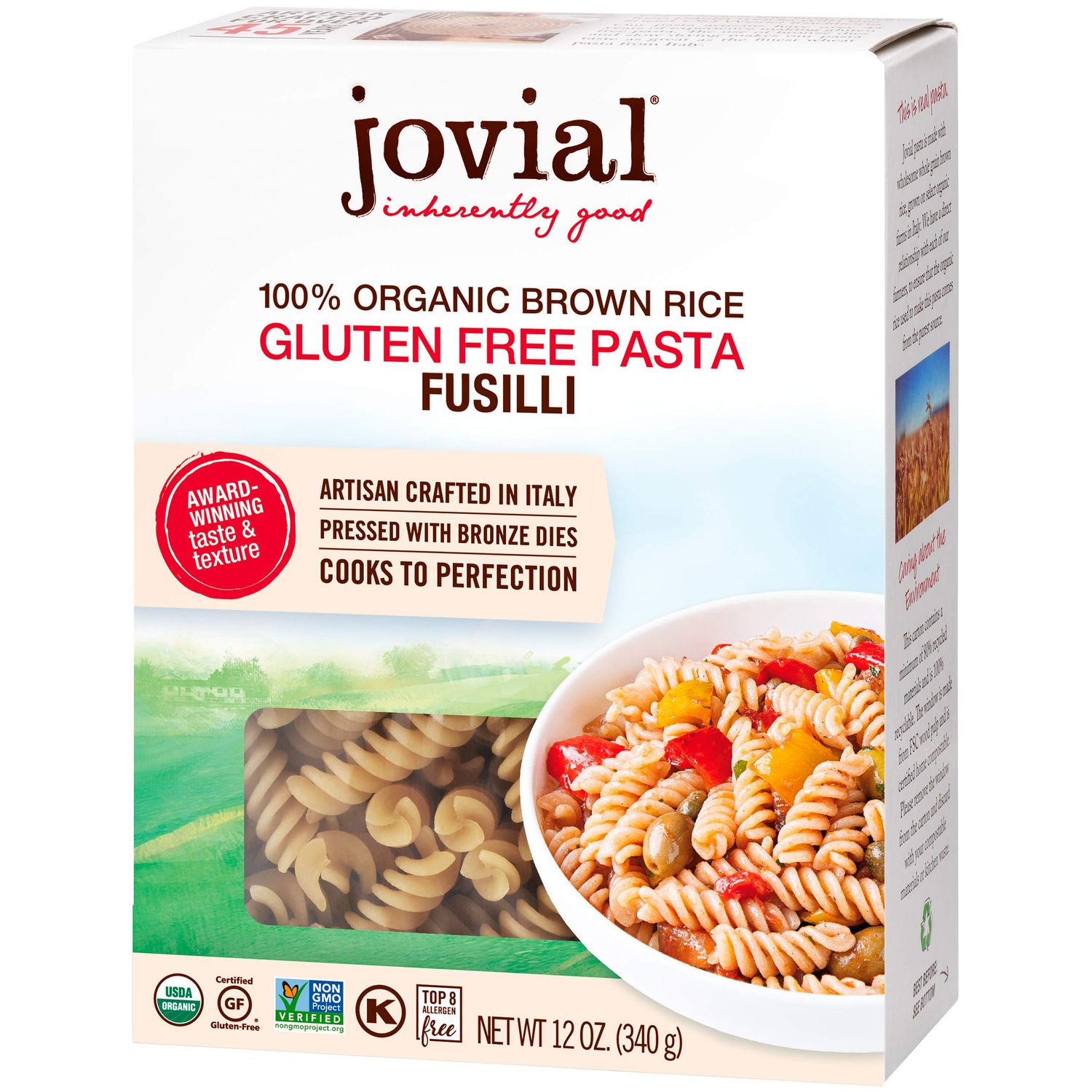 Jovial Pasta Brown rice Organic Fusilli, 12 oz