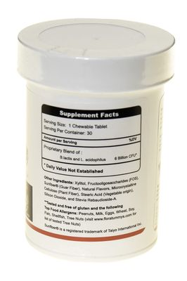 FloraTummys Kids Chewable Probiotic Prebiotics: Non-Dairy, Gluten &amp; Sugar-Free, Peanut &amp; Soy Free, Non-GMO, Tested &amp; Free of Food Allergens, Vegan, Kosher, Berry Flavor(1 Bottle)