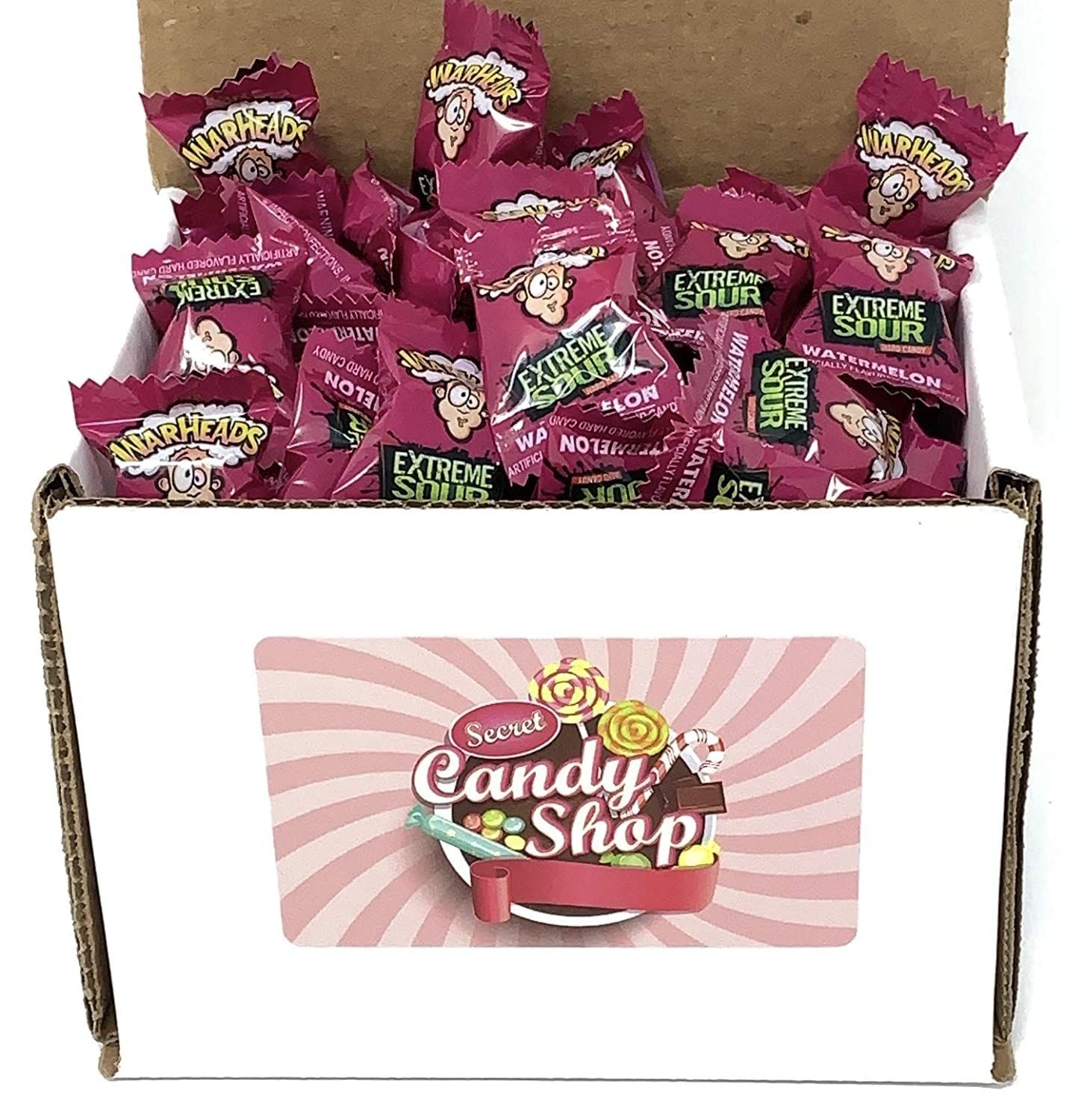SECRET CANDY SHOP Warheads Extreme Sour Candy in Box, 1Lb (Individually Wrapped) (Watermelon Flavor)