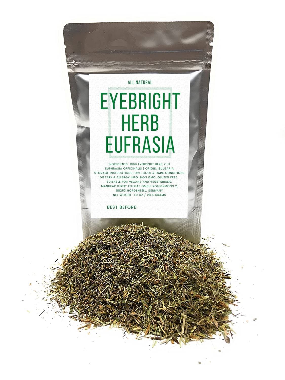 Eyebright Herb Eufrasia - Natural, Cut &amp; Dried Euphrasia officinalis - Net Weight: 1oz/28.5g - Alternative names are Augentrostkraut, Euphrasiae herba, Herba Euphrasiae and Herbe d&#39;Euphraise.