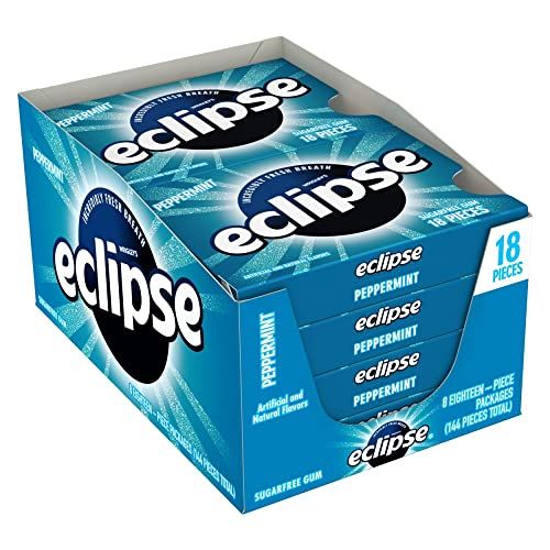 Eclipse Gum Peppermint Sugar Free Chewing Gum, 18 Pieces (8 Packs)
