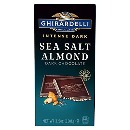 GHIRARDELLI Intense Dark Chocolate Bar, Sea Salt Almond, 3.5 Oz Bar (Pack of 12)