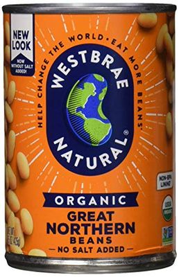 Westbrae Natural Organic Great Northern Beans, No Salt Added, 15 Oz (Pack of 12)