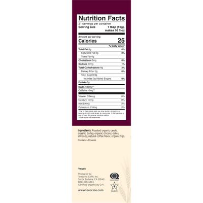 Teeccino Java Chicory Coffee Alternative - Ground Herbal Coffee Thats Prebiotic, Caffeine Free & Acid Free, Medium Roast, 11 Ounce (Pack of 6)