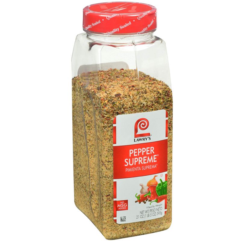 Lawry&#39;s Pepper Supreme Seasoning Blend, 21 oz - One 21 Ounce Container of Seven Pepper Seasoning Including Black, White and Red Pepper, Perfect on Steak, Chicken, Eggs, Vegetables and More