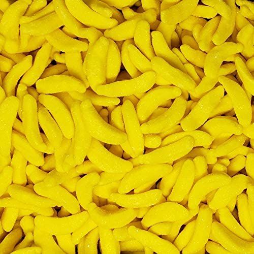 SweetGlob Gummy Banana, Yellow Sugared Bananas Gummi Candy (Yellow Gummy Banana, 1 Pound)