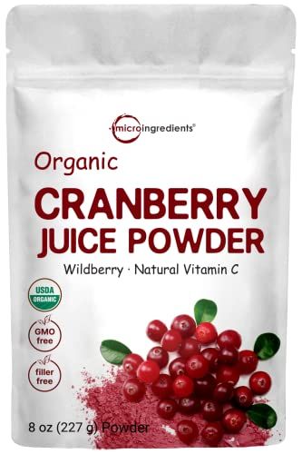 Sustainably US Grown, Organic Cranberry Juice Powder (Wild Cranberry Supplements Cold Pressed), 8 Ounce, Enhance Urinary Tract Cleanse &amp; Prostate Health, Water Soluble and Pet Friendly