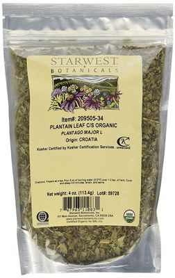 Starwest Botanicals Organic Plantain Leaf Cut &amp; Sifted, 4 Ounces