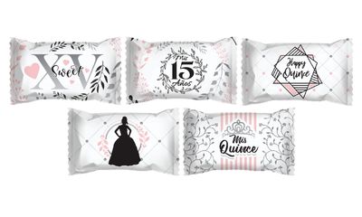 Party Sweets Quinceanera Themed Buttermints by Hospitality Mints, Individually Wrapped, 7 oz. Bag Pack of 6 (330 pieces), White Buttermints
