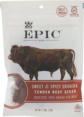 EPIC Sriracha Beef Bites, Grass-Fed, Whole30, 2.5oz