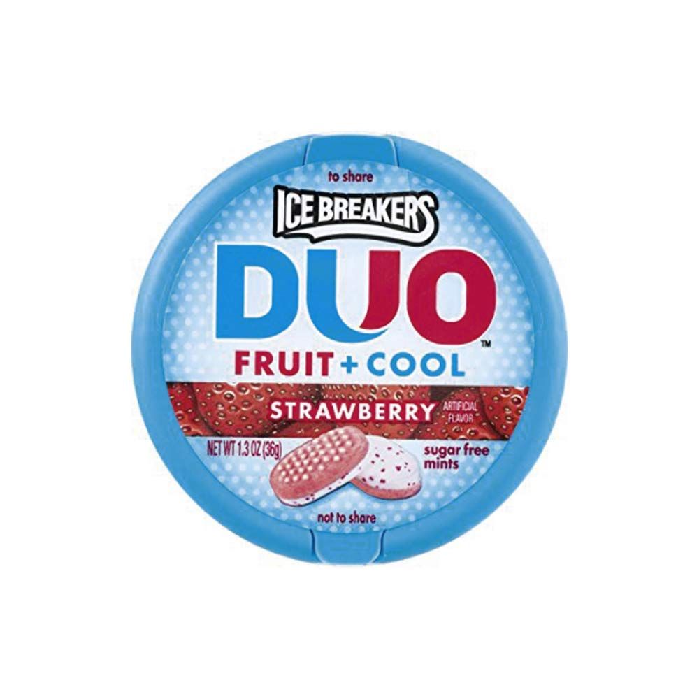 Ice Breakers Fruit &amp; Cool Sugar Free Mints, Strawberry 8 ea, count 16, Pink