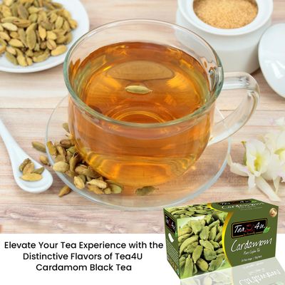 Tea4U Flavored Black Ceylon TeaBags - Cardamom | Ideal Quality from Sri Lanka's Finest Leaves and Expertly Blended - 25 Count
