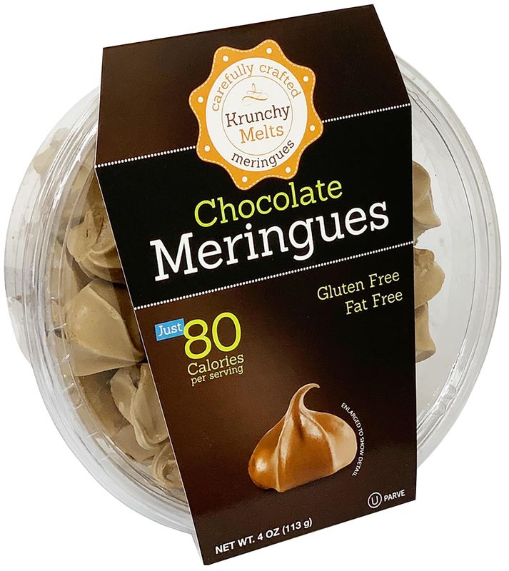 Krunchy Melts Original Meringue Cookies | Chocolate Flavor | Only 80 Calories Per Serving | Fat Free, Gluten Free, Dairy Free (4 Oz)