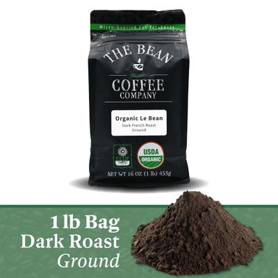 The Bean Organic Coffee Company Le Bean, Dark French Roast, Ground Coffee, 16-Ounce Bag,Caf molido tostado organico