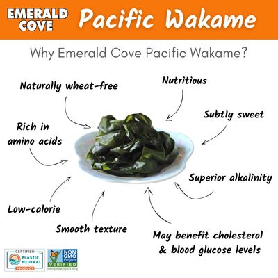 Emerald Cove Ready-to-Use Pacific Wakame, Premium Dried Seaweed, Non-GMO, Gluten Free, 1.76 oz (1 pk)
