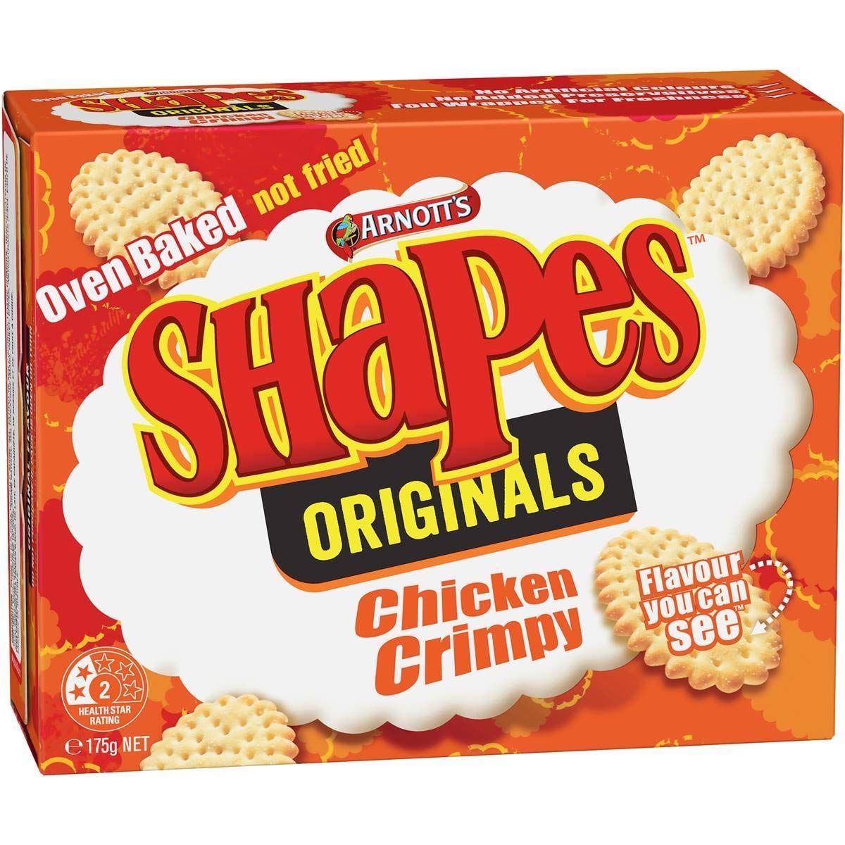 Australian Arnott&#39;s Shapes Crackers Crimpy Chicken 175g
