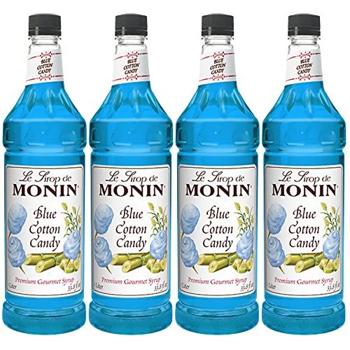 Monin Flavored Syrup, Blue Cotton Candy, 33.8 Fl Oz (Pack of 4)