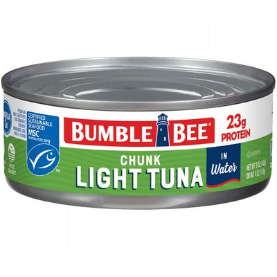 Bumble Bee Chunk Light Tuna In Water, 5 oz Cans (Pack of 48) - Wild Caught Skipjack Tuna - 23g Protein Per Serving - MSC Certified Sustainable Seafood, Non-GMO, Gluten Free, Kosher