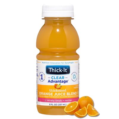 Thick-It Clear Advantage Mildy Thick Orange Juice, Nectar Consistency, Ready-to-Drink, Digestible Swallowing Aid, Hydration on the Go, Convenient &amp; Ready-to-Use, 8 oz Bottle (24 Pack)