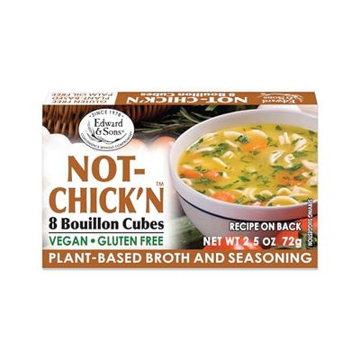 Edward &amp; Son&#39;s Vegan Chicken Bouillon Cubes - Vegan Broth Cubes, Gluten Free, No Trans Fat, Use in Soups, Stews and Pilafs (8 Cubes of Each) - Pack of 12