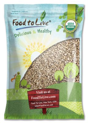 Food to Live - Organic Sunflower Seeds, 8 Pounds Hulled, Raw, Non-GMO, Dried Kernels, Unsalted, Kosher, Vegan, Keto, Paleo, Sirtfood, Bulk, Good Source of Protein