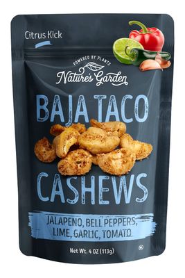 Nature&#39;s Garden Baja Taco Cashews, 4 oz (Pack of 6) - Seasoned Roasted Cashews, Spicy Mexican Snacks, Flavored Nuts Snack Pack, Cinnamon Cashews, Healthy Snack for Adults, Gluten Free Cashews