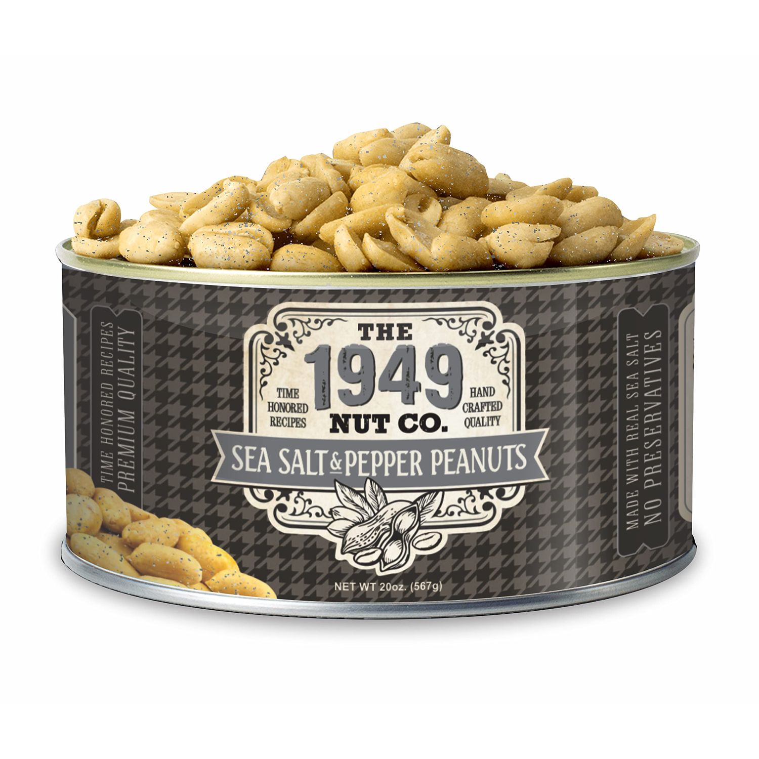 The 1949 Nut Co. Sea Salt and Pepper Virginia Style Peanuts | Oil Roasted Fried with a Unique Crispy Crunch Extra-Large, Hand-Cooked in USA an Old Family Recipe, 20 oz, 1.25 Pound (Pack of 1)