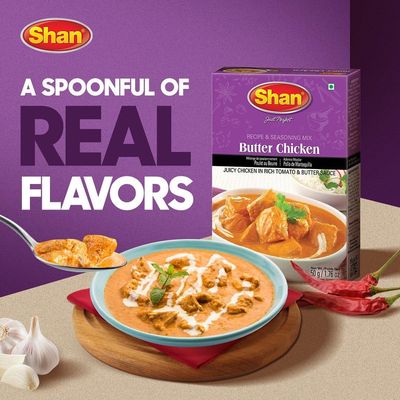 Shan - Butter Chicken Seasoning Mix (50g) - Spice Packets for Butter Chicken Masala (Pack of 3)