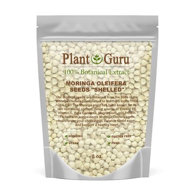 Moringa Seeds Kernel Shelled 8 oz. - Clean PKM1 Variety - Edible - Moringa Oleifera - Malunggay - Semillas De Moringa - Drumstick Tree - Non-GMO - 1000 to 1200 Seeds Approx.