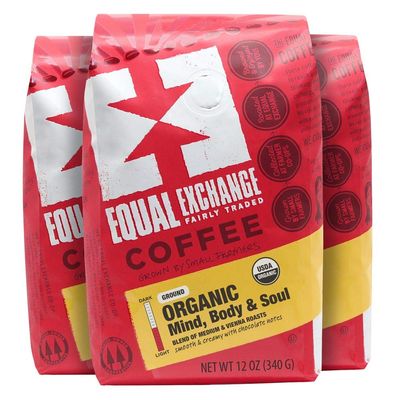 Equal Exchange Organic Coffee, Mind Body Soul, Ground,12 Ounce (Pack of 3)