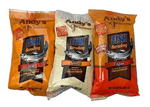 Andy&#39;s Seasoning Fish Breading - 3 PACK (1 ea Red, 1 ea Yellow, 1 ea Cajun)