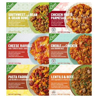 Miss Olive&#39;s Variety Pack Microwavable Ready to Eat Lower Sodium Ready Meals (Bundle of 6)-1 of each flavor