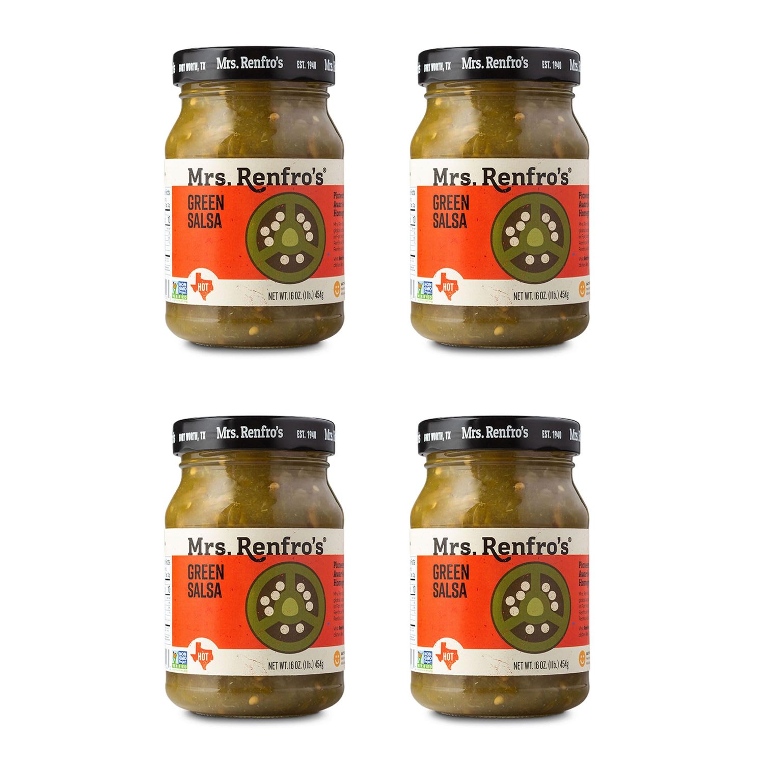 Mrs. Renfro&#39;s Hot Green Jalapeno Salsa, 16 oz (Pack of 4)