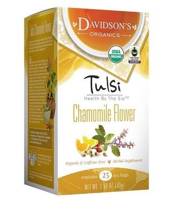Davidson&#39;s Organics, Tulsi Chamomile Flower, 25-count Tea Bags, Pack of 6