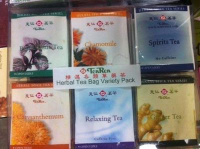 TenRen Assorted Herbal Tea Bag Variety Pack (Peppermint Tea, Chamomile Tea, Spirit Tea, Chrysanthemum Tea, Relaxing Tea, Ginger Tea)(30 tea bags)