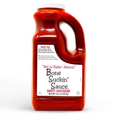 Bone Suckin&#39; Sauce Sweet Southern BBQ Sauce - 72 oz, All-Purpose Barbecue Sauce, For Ribs, Chicken, Pork, Beef, Gluten-Free, Non-GMO, Kosher, Sweetened w/Cane Sugar &amp; Molasses