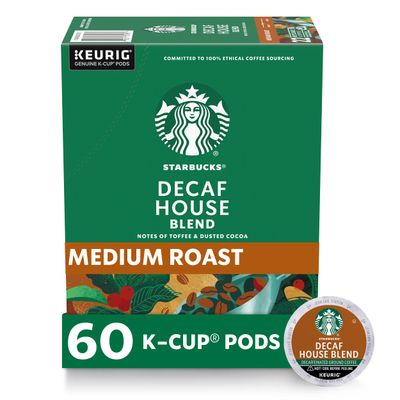 Starbucks Decaf K-Cup Coffee Pods - House Blend for Keurig Brewers - 6 boxes (60 pods total)