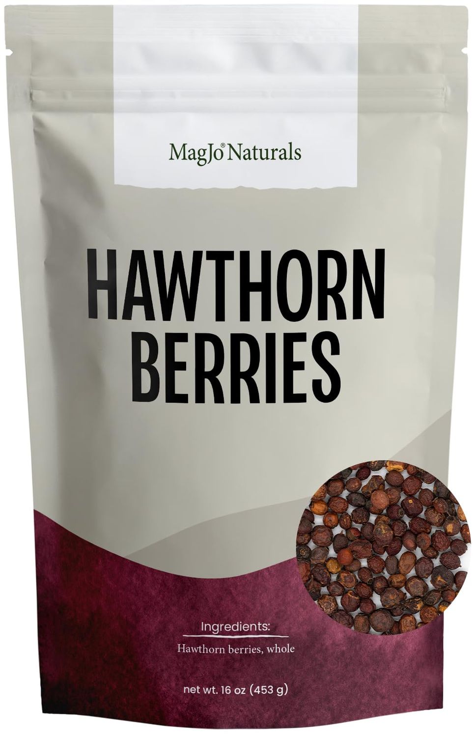 MagJo Naturals Hawthorn Berries, Whole Dried, 16 oz (1 lb)