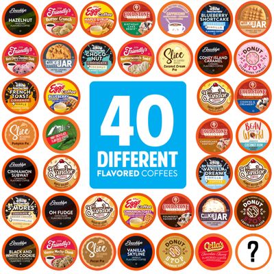 Two Rivers Coffee Flavored Coffee Pods Compatible with Keurig K Cup Brewers, Assorted Variety Pack Flavored Coffee, 40 Count