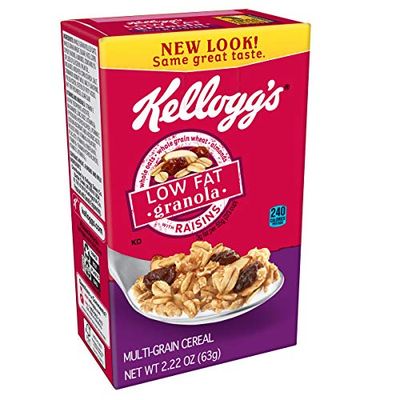 Kellogg&#39;s Low Fat Granola Cereal, With Raisins, 2.22oz (70 Count)